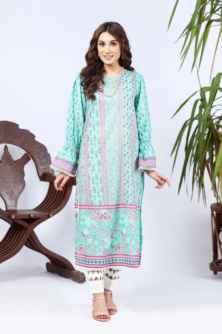 Sky Blue Summer Prints Kurti PSPK-3 by Lakhany