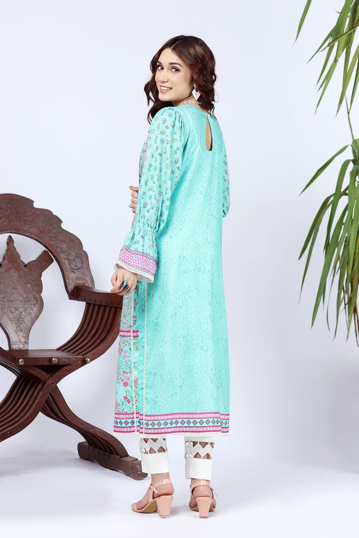 Sky Blue Summer Prints Kurti PSPK-3 by Lakhany