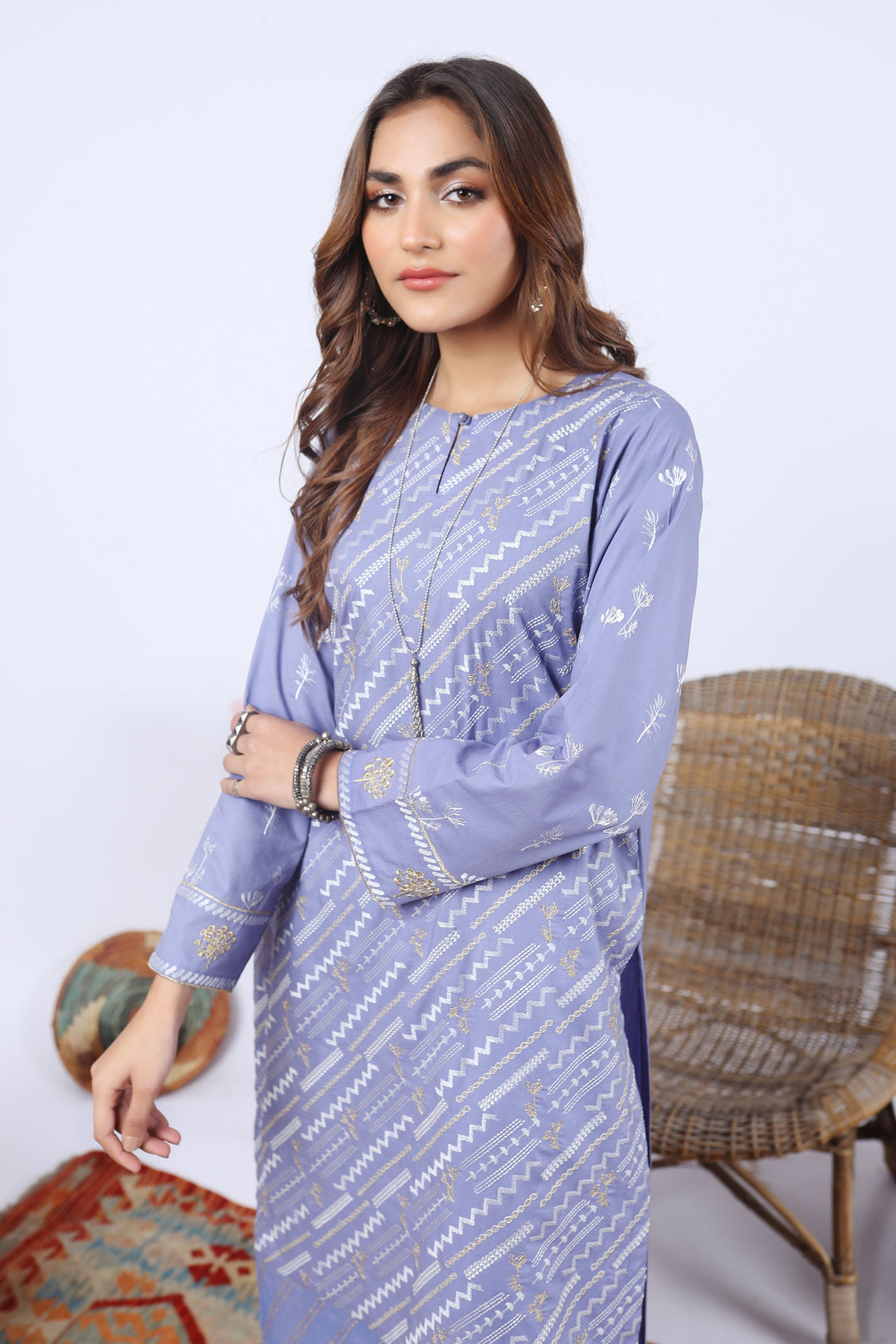 LAKHANY 02 PIECE STITCHED EMBROIDERED LAWN SHIRT & TROUSER - LG-SA-0998