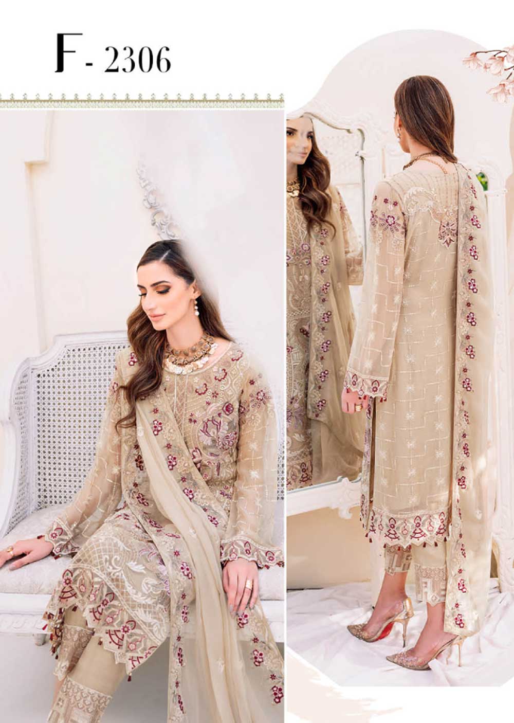 F-2306-R - Readymade - Ramsha Chiffon Collection 2023