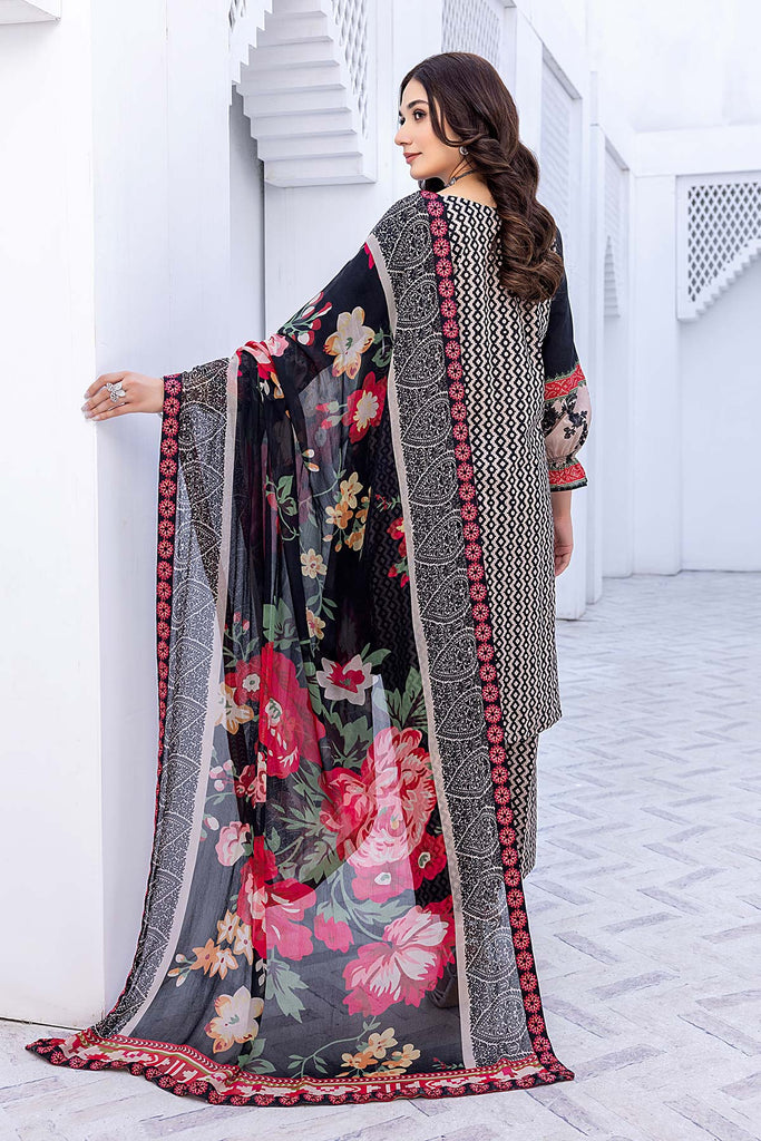 3-Pc Charizma stitched Embroidered Lawn Shirt With Embroidered Chiffon Dupatta BWS23-09