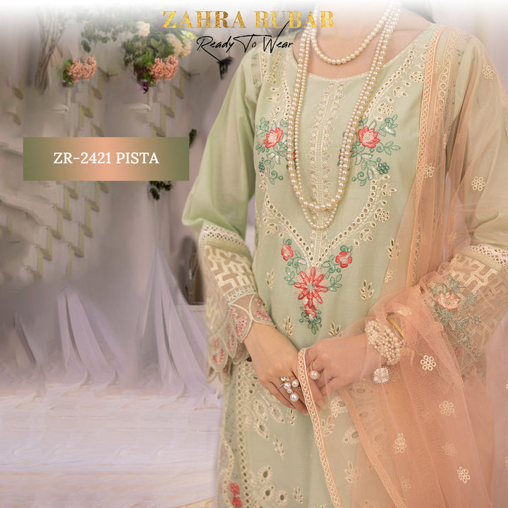 ZAHRA RUBAB 3 PIECE READYMADE CHIKAN KAARI ZR-2421