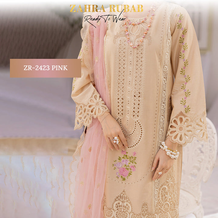 ZAHRA RUBAB 3 PIECE READYMADE CHIKAN KAARI ZR-2423