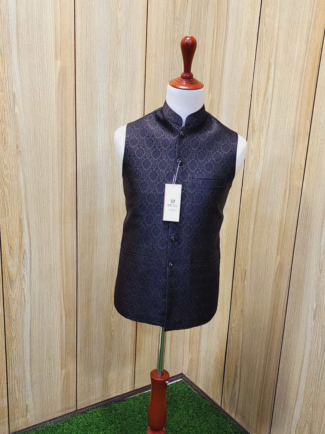 Boys Brown Embroidery Waistcoat