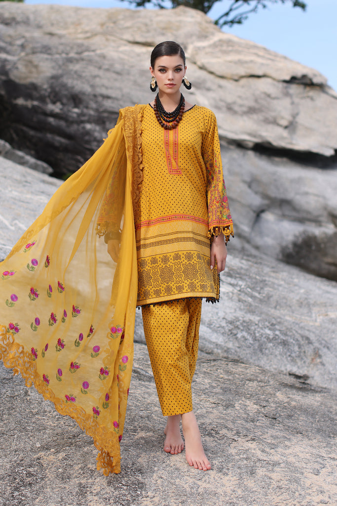 CHARIZMA - 3 PIECE READYMADE PRINTED LAWN SHIRT WITH EMBROIDERED CHIFFON DUPATTA PM4-12