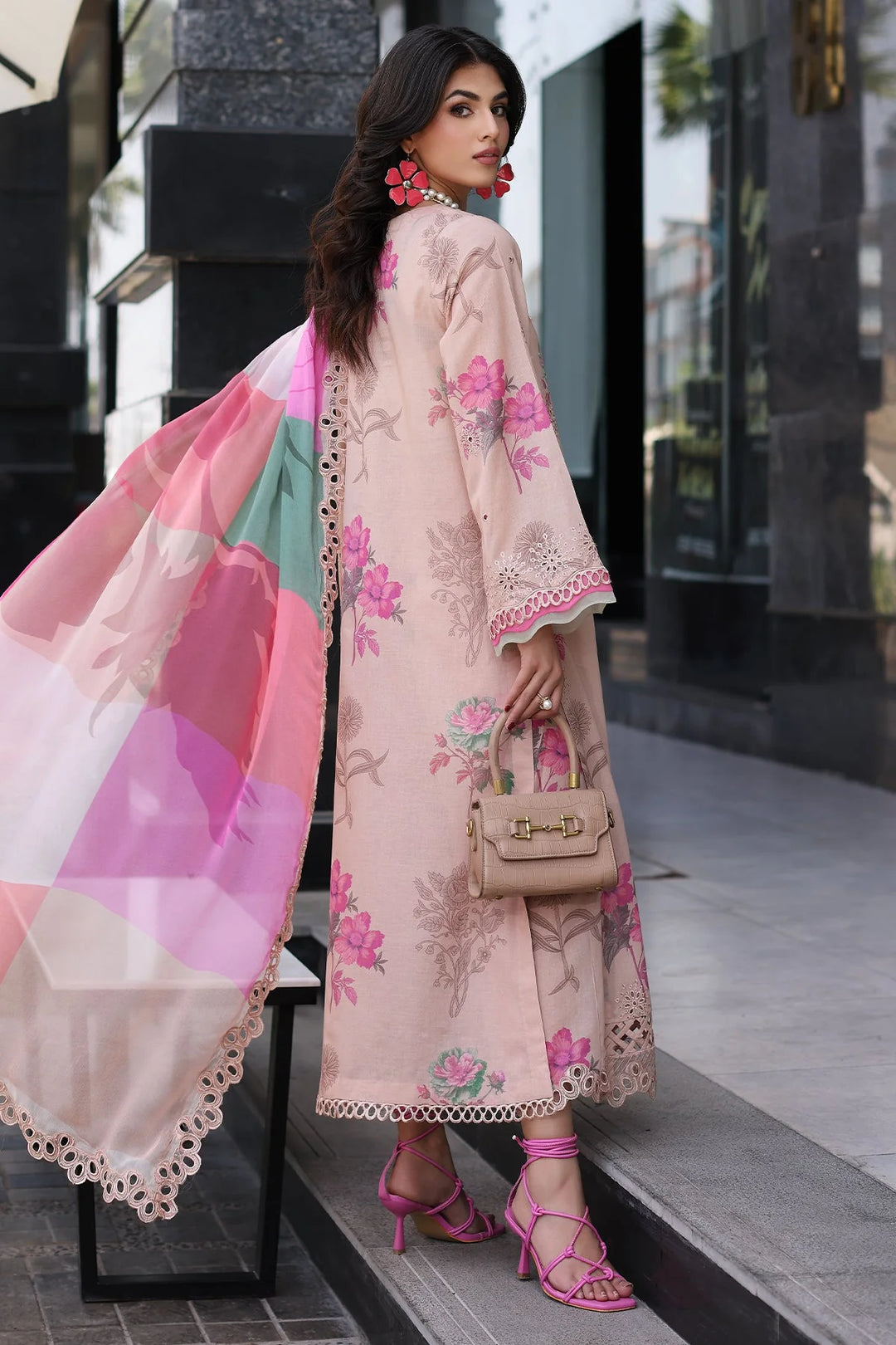 CHARIZMA - 3 PIECE READYMADE PRINTED EMBROIDERED LAWN SHIRT WITH EMBROIDERED CHIFFON DUPATTA CRB4-15