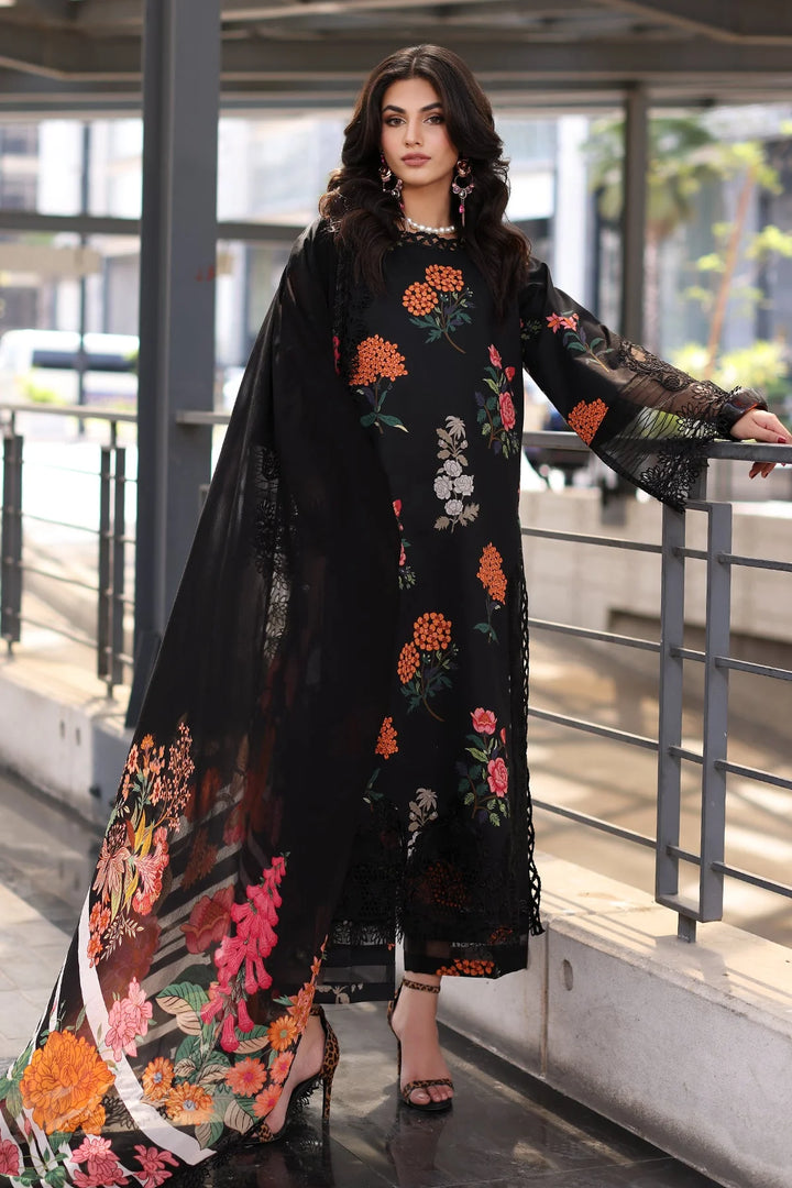 CHARIZMA - 3 PIECE READYMADE PRINTED EMBROIDERED LAWN SHIRT WITH EMBROIDERED CHIFFON DUPATTA CRB4-13