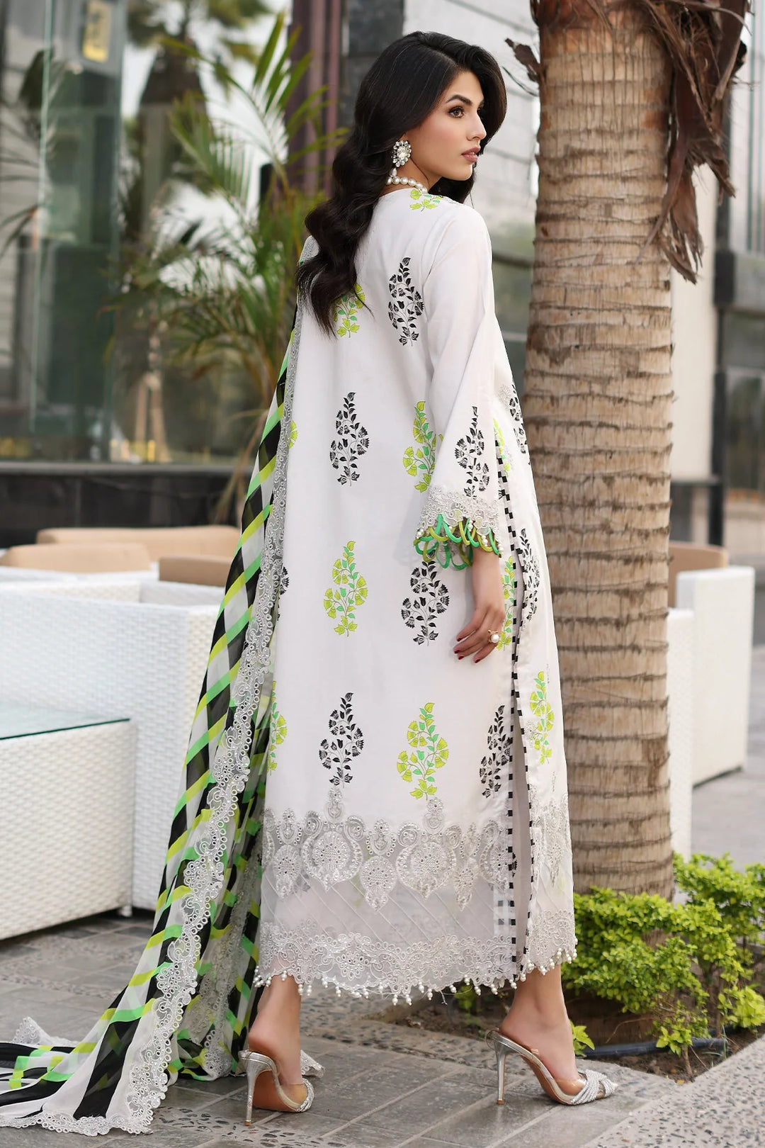 CHARIZMA - 3 PIECE READYMADE PRINTED EMBROIDERED LAWN SHIRT WITH EMBROIDERED CHIFFON DUPATTA CRB4-14