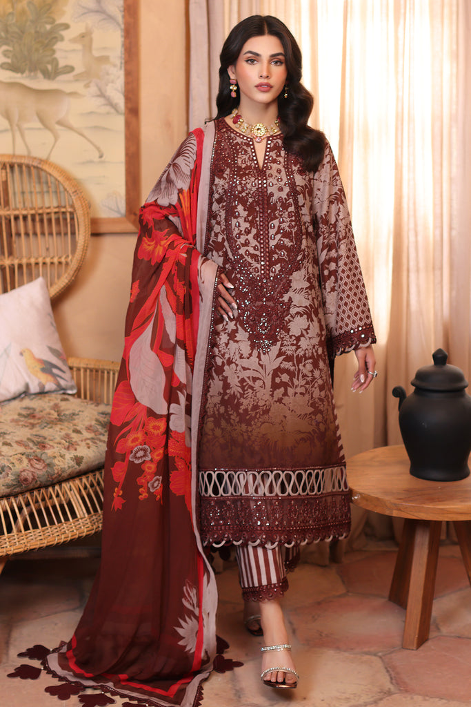 CHARIZMA - 3 PIECE READYMADE PRINTED EMBROIDERED LAWN SHIRT WITH PRINTED CHIFFON DUPATTA CRS4-10