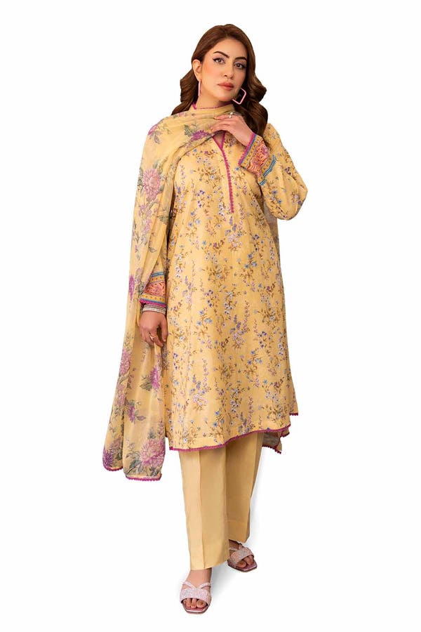 GUL AHMED 3PC UNSTITCHED PRINTED LAWN SUIT WITH CHIFFON DUPATTA BM-42022