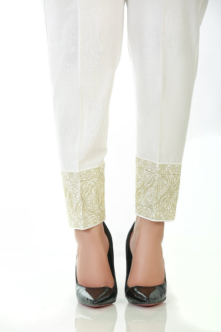 LSM EMBROIDERED STITCHED TROUSERS S20-TR-003-WHITE