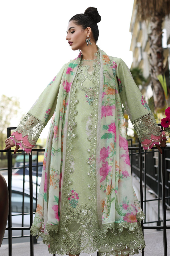 CHARIZMA - 3 PIECE READYMADE PRINTED EMBROIDERED LAWN SHIRT WITH EMBROIDERED CHIFFON DUPATTA CRB4-12