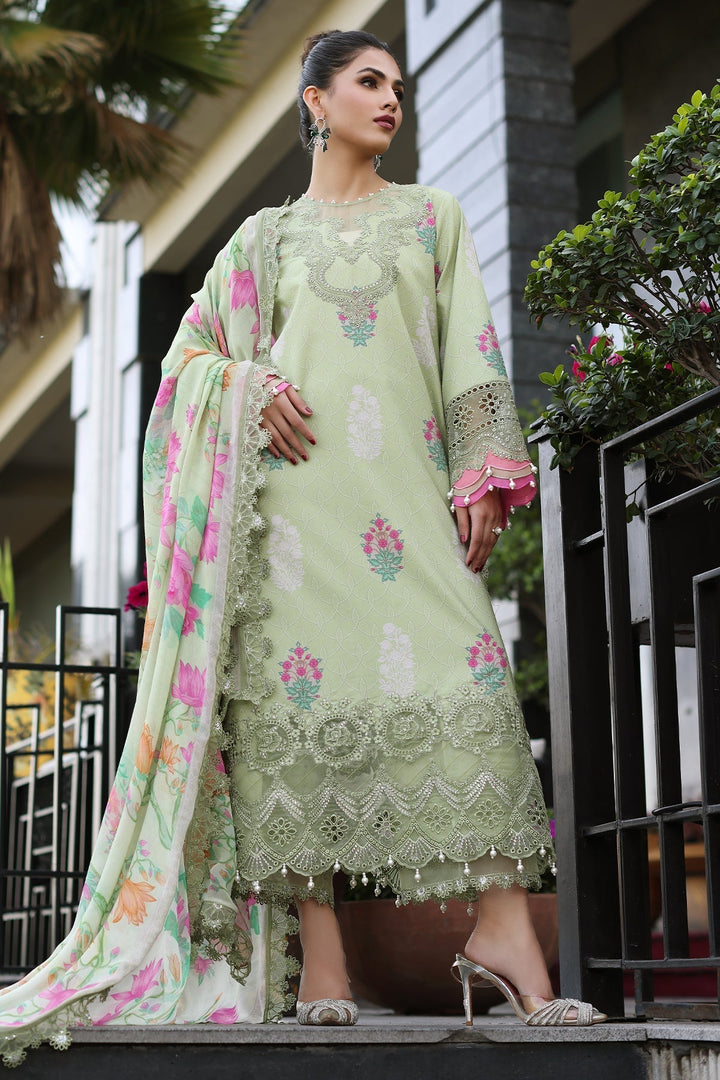 CHARIZMA - 3 PIECE READYMADE PRINTED EMBROIDERED LAWN SHIRT WITH EMBROIDERED CHIFFON DUPATTA CRB4-12