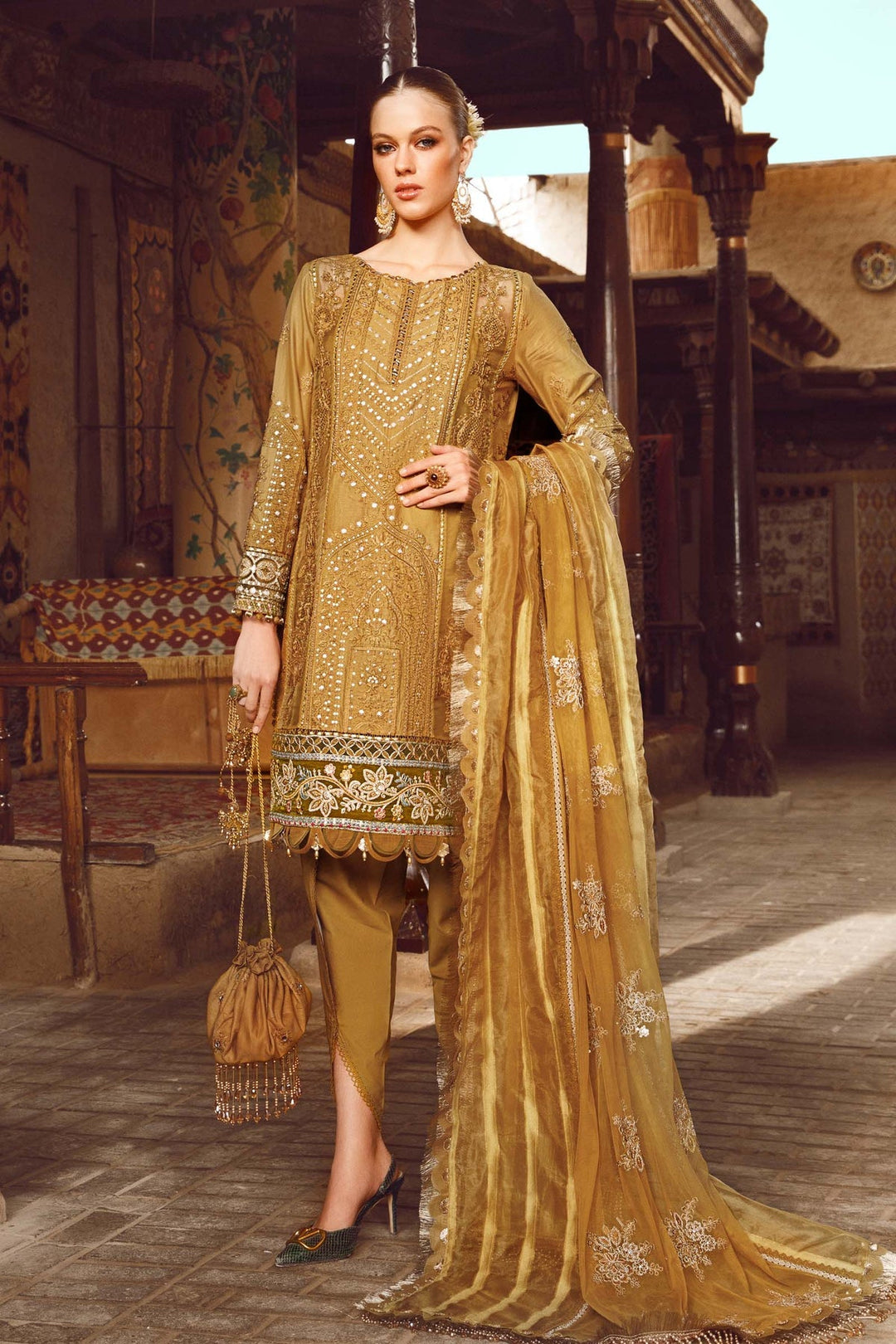 MARIA. B 3 PIECE UNSTITCHED EMBROIDERED LAWN SUIT - D-2311-A