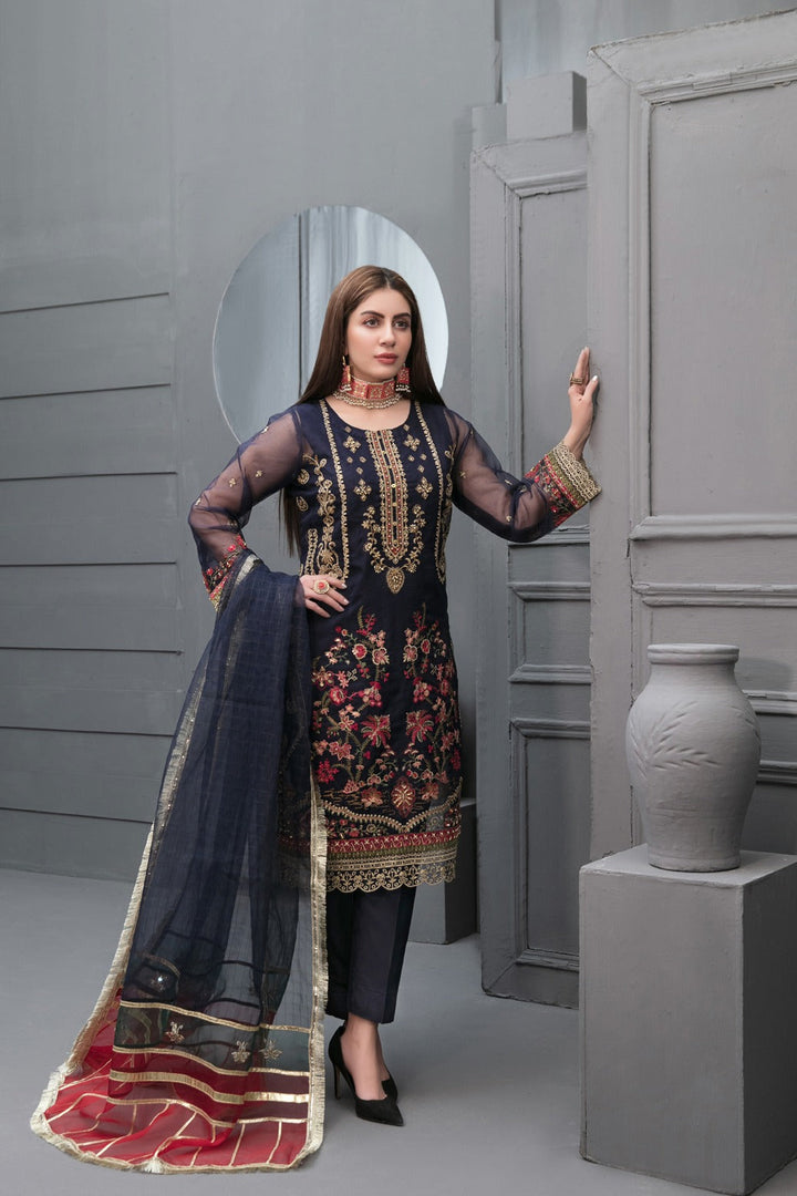 TAWAKKAL FABRICS 3 PIECE STITCHED FANCY HEAVY EMBROIDERED SUIT D-6244-B