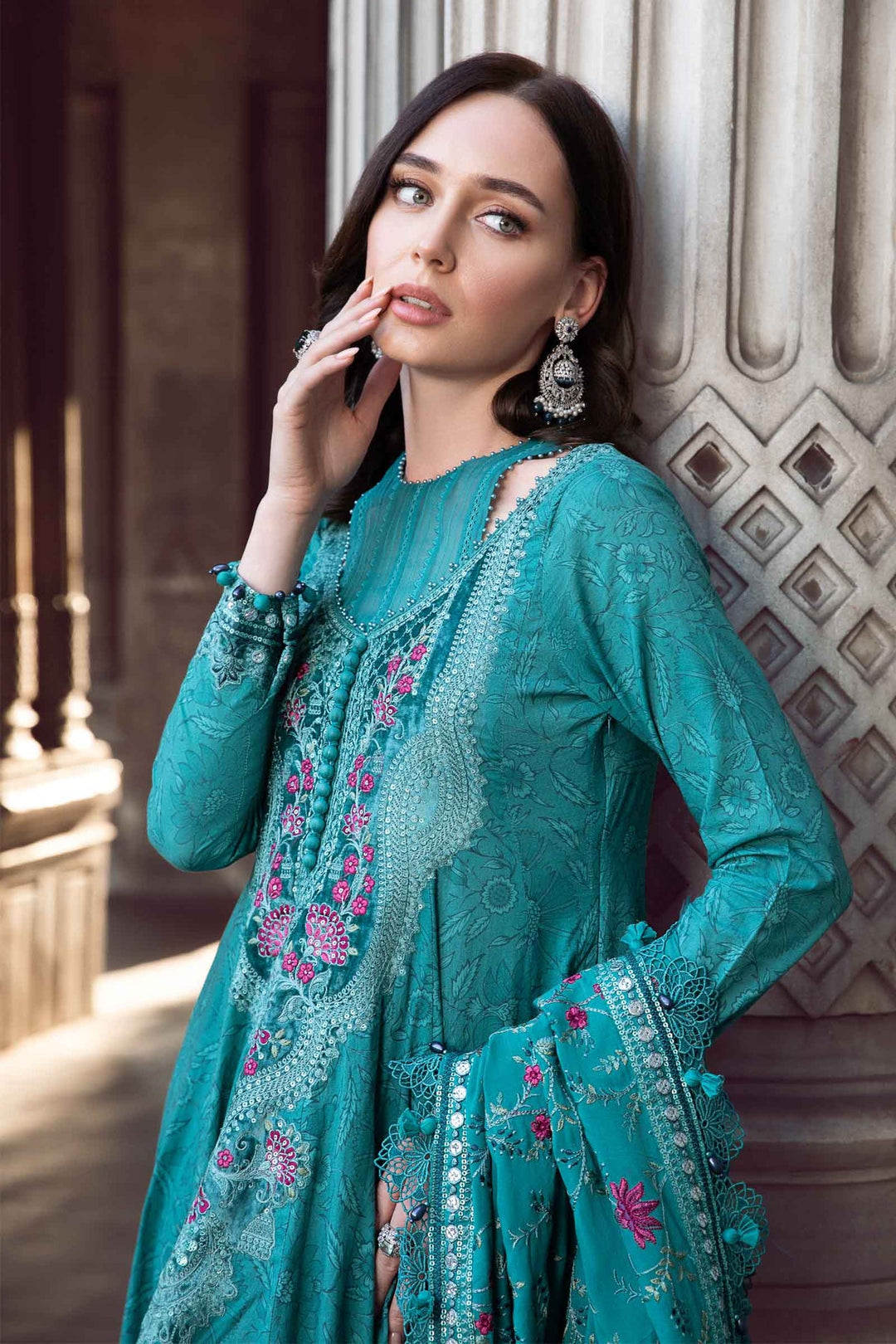 MARIA B Unstitched Linen | Teal DL-1105