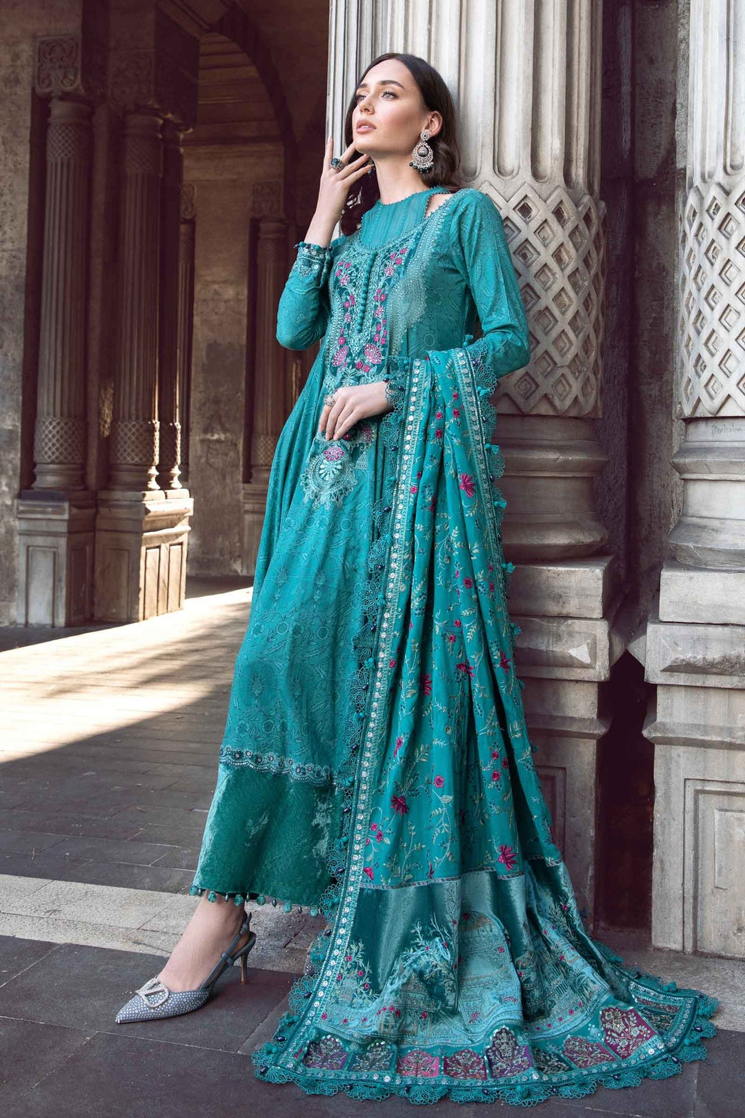 MARIA B Unstitched Linen | Teal DL-1105