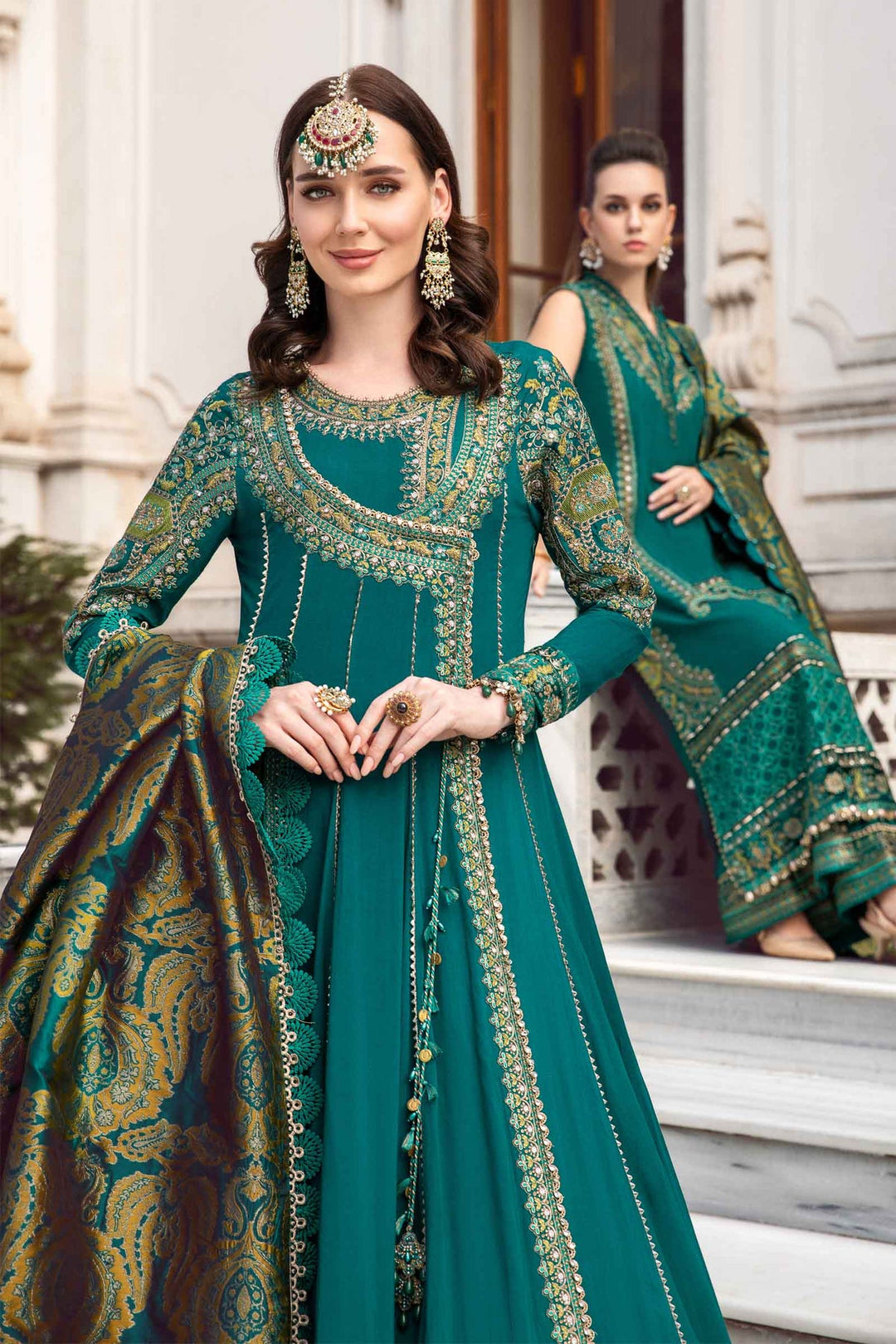 MARIA B Unstitched Linen | Emerald Green DL-1107