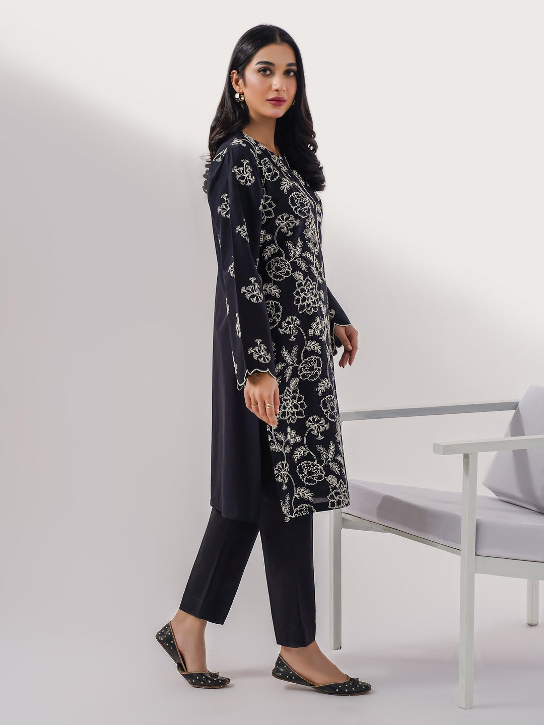 Winter Cotton Embroidered Shirt (Pret) by Limelight