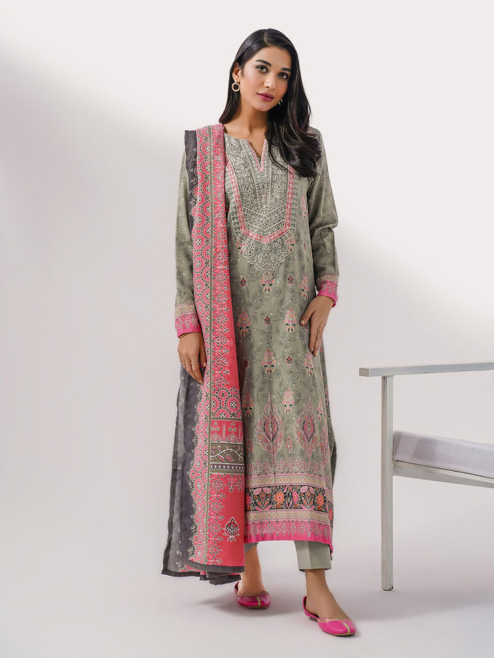 Lime Light 3 Piece Khaddar Suit-Embroidered(Pret)  LLPK 447