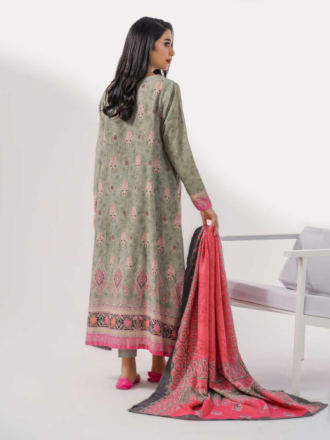 Lime Light 3 Piece Khaddar Suit-Embroidered(Pret)  LLPK 447