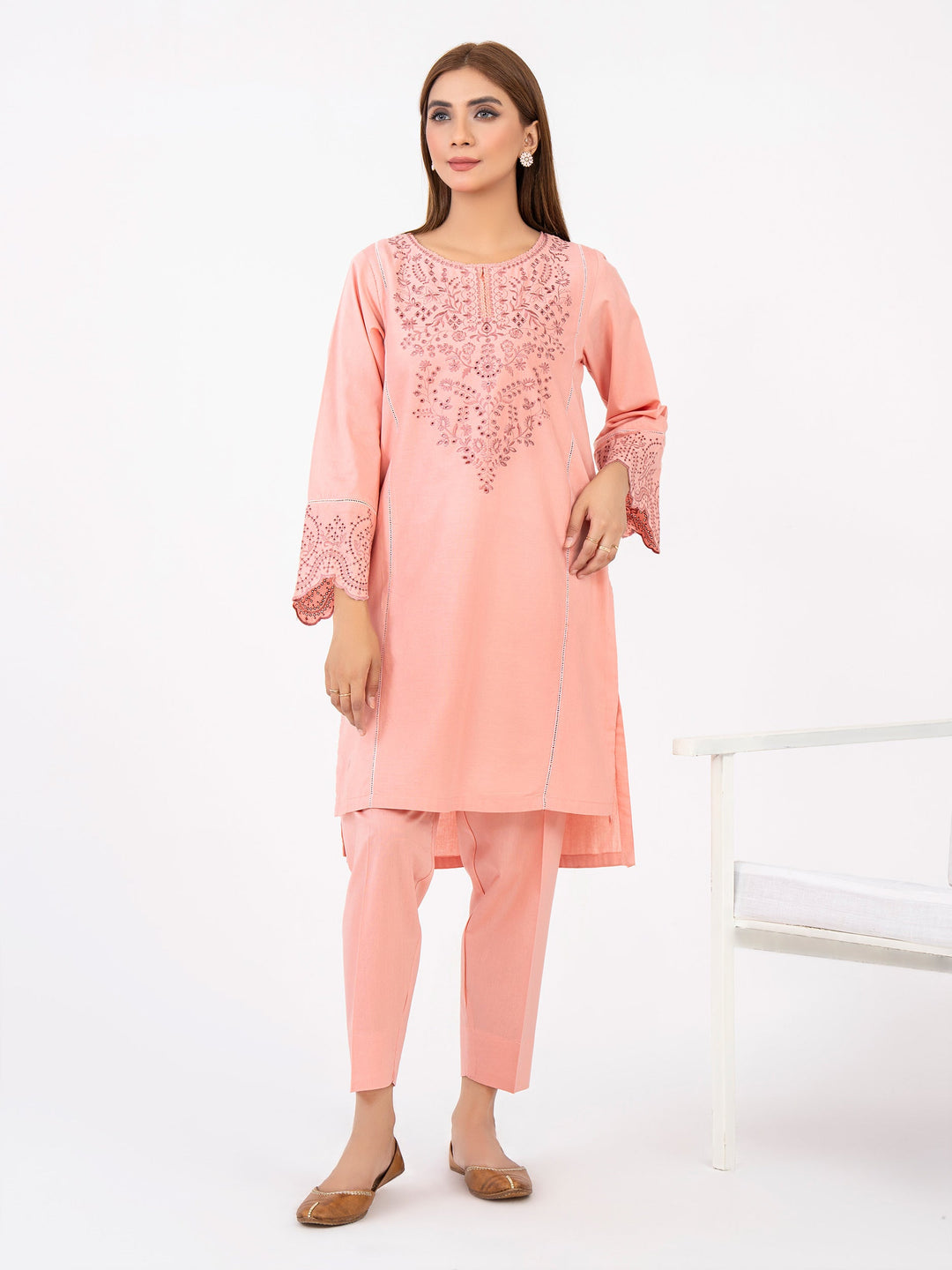 LIME LIGHT 2 Piece Winter Cotton Suit-Embroidered(Pret)