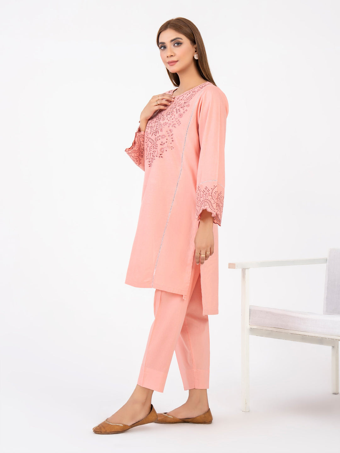 LIME LIGHT 2 Piece Winter Cotton Suit-Embroidered(Pret)