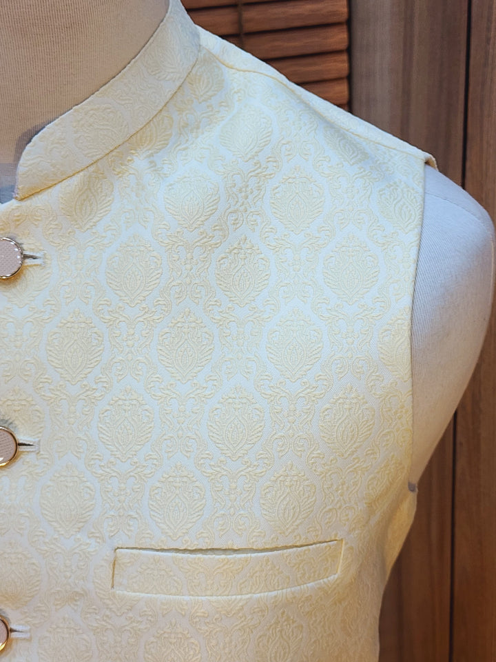 Men's Cream Embroidered Waistcoat