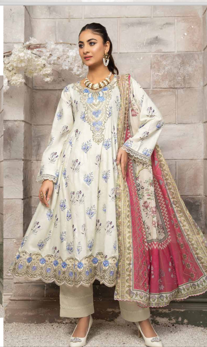 MUNIRA | EMBROIDERED LAWN READY TO WEAR MSL White