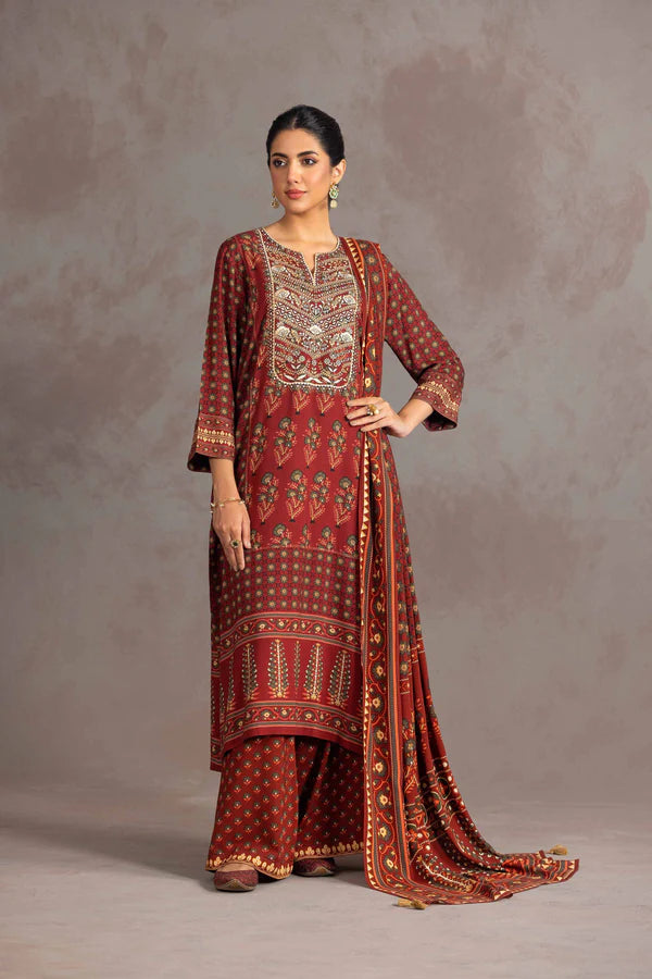 NISHAT 3 Piece - Printed Embroidered Suit - KPW23-10