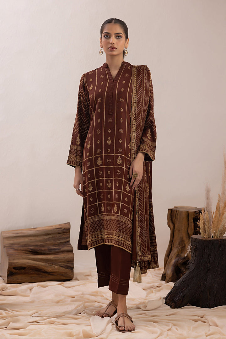 Winter Pashmina Print Suit - Lakhany 3-Piece (LG-AM-0050-C)