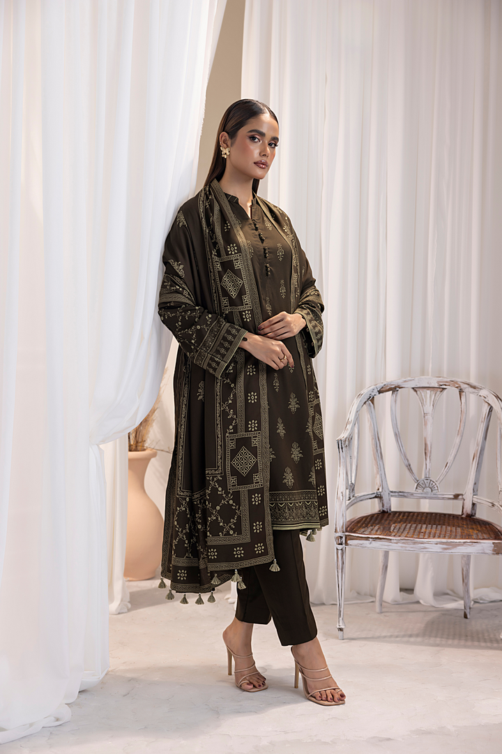 Lakhany 03 Piece Unstitched Cashmi Wool Printed Suit - LG-RL-0128-C