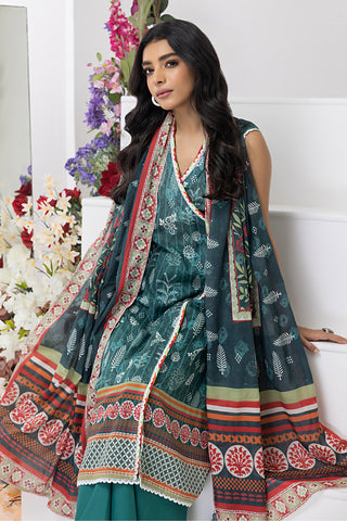 LAKHANY 03 PIECE UNSTITCHED KOMAL PRINTED LAWN SUIT - LG-RM-0002-A