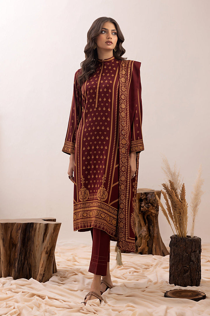 Navy Blue Pashmina Print Suit - Lakhany 3-Piece (LG-RM-0011-C)