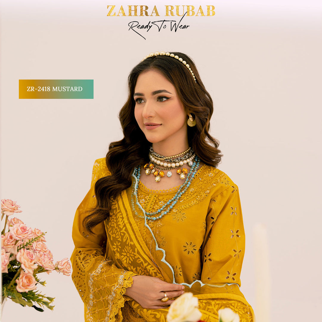 ZAHRA RUBAB 3 PIECE READYMADE CHIKAN KAARI ZR-2418