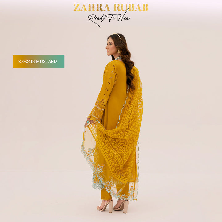 ZAHRA RUBAB 3 PIECE READYMADE CHIKAN KAARI ZR-2418