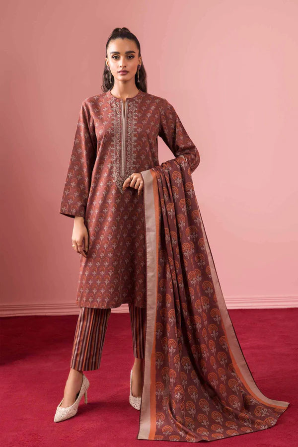 NISHAT 3 Piece - Printed Embroidered Suit - PW23-341