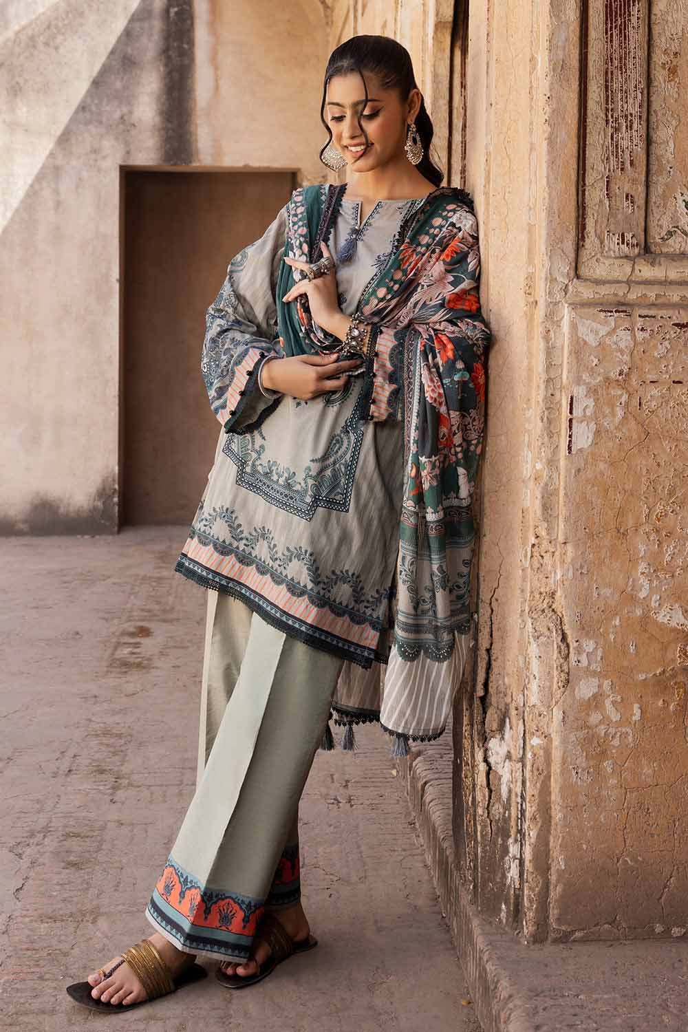 GUL AHMED 3PC UNSTITCHED PRINTED LAWN SUIT WITH WOVEN STRIPE DUPATTA SP-42039