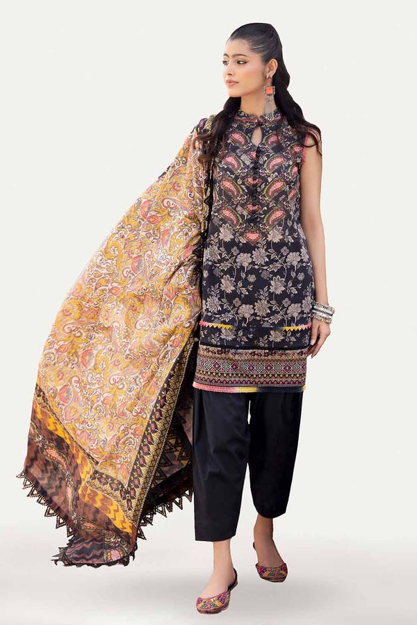 GUL AHMED 3PC UNSTITCHED PRINTED LAWN SUIT WITH WOVEN STRIPE DUPATTA SP-42041