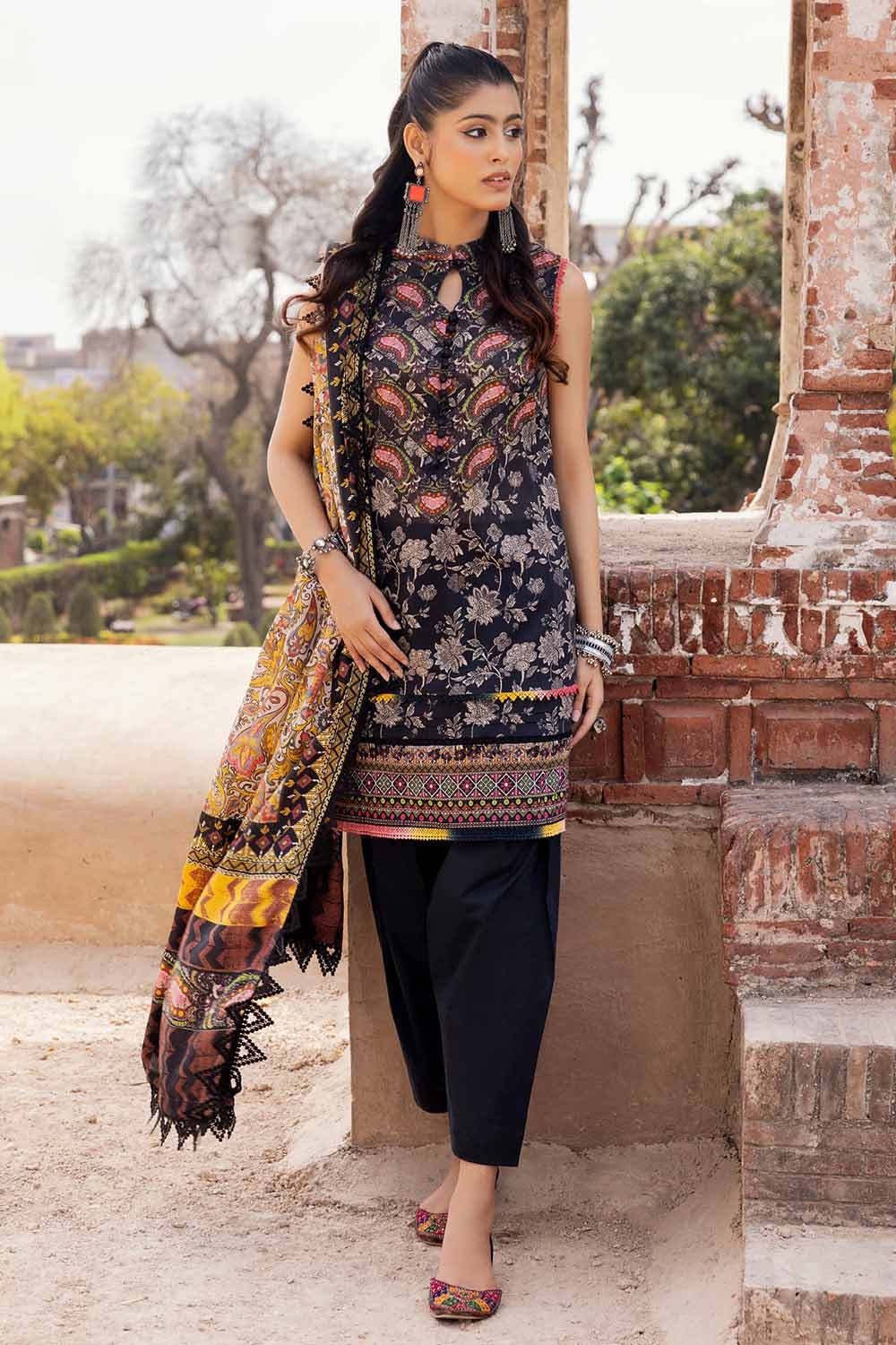 GUL AHMED 3PC UNSTITCHED PRINTED LAWN SUIT WITH WOVEN STRIPE DUPATTA SP-42041