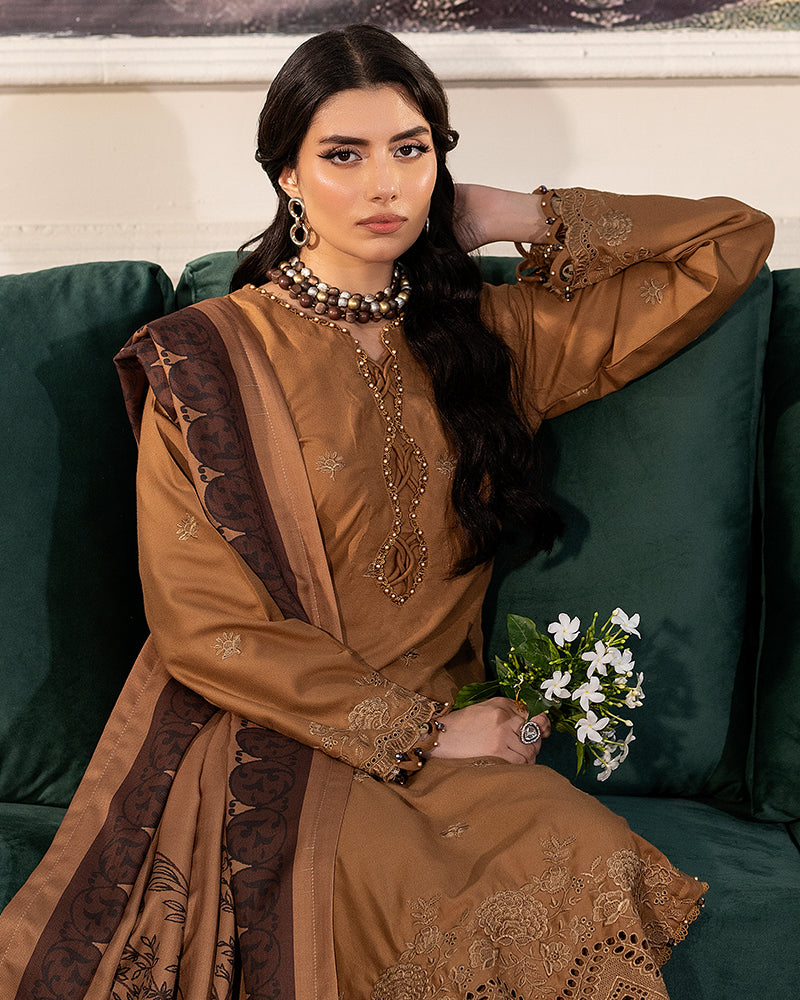 Ally's 3-Piece Suit Embroidered Dhanak Chikankari DNK 43