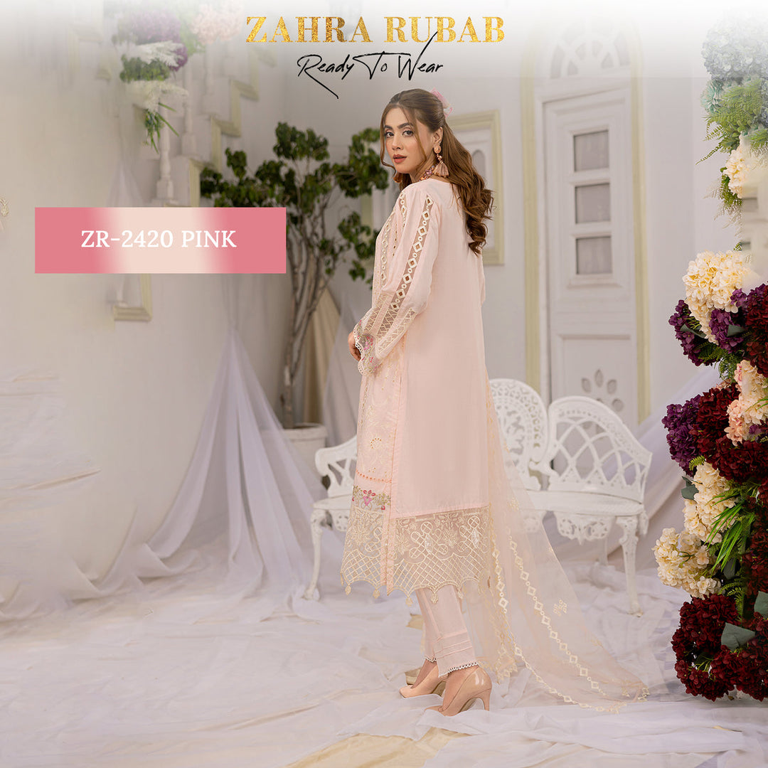 ZAHRA RUBAB 3 PIECE READYMADE CHIKAN KAARI ZR-2420