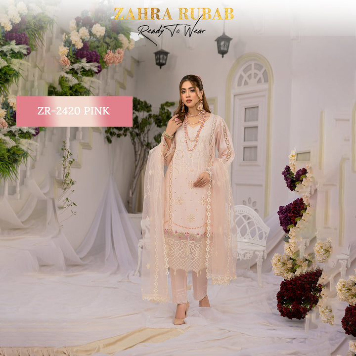 ZAHRA RUBAB 3 PIECE READYMADE CHIKAN KAARI ZR-2420