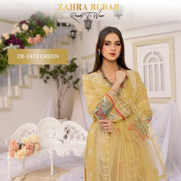 ZAHRA RUBAB 3 PIECE READYMADE CHIKAN KAARI ZR-2424