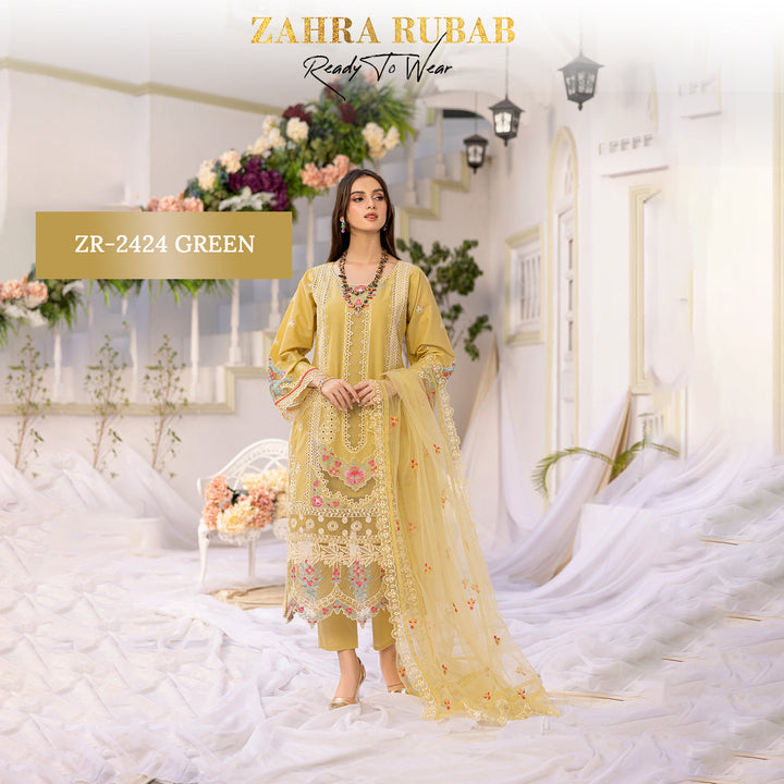 ZAHRA RUBAB 3 PIECE READYMADE CHIKAN KAARI ZR-2424