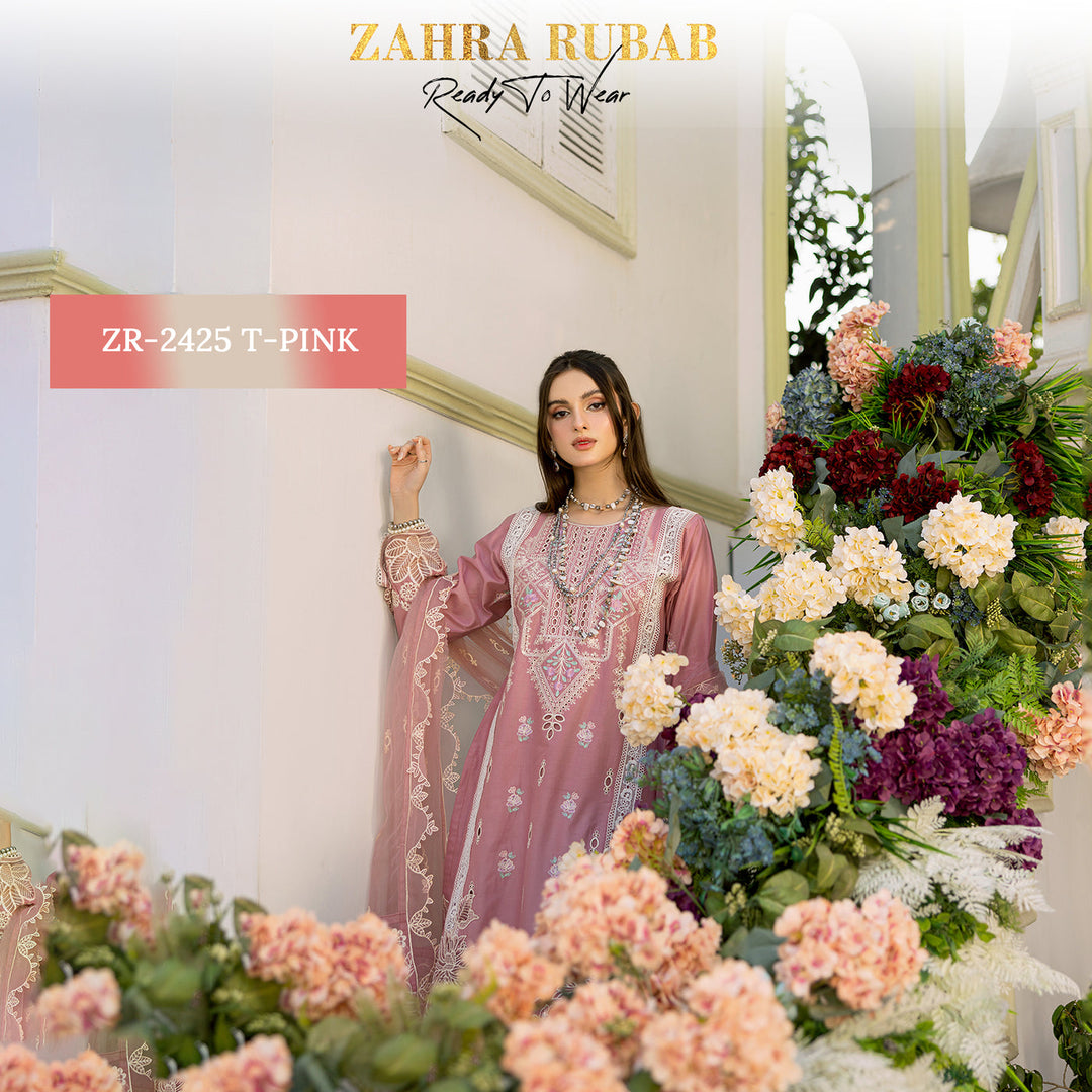 ZAHRA RUBAB 3 PIECE READYMADE CHIKAN KAARI ZR-2425