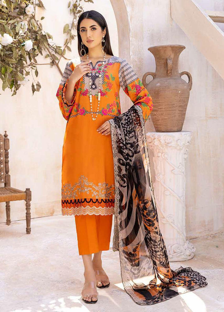 CHARIZMA - 3 PIECE EMBROIDERED LAWN COLLECTION Orange