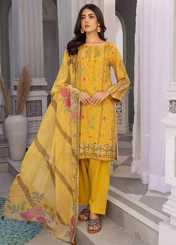 Yellow Embroidered Lawn Collection - Charizma 3 Piece