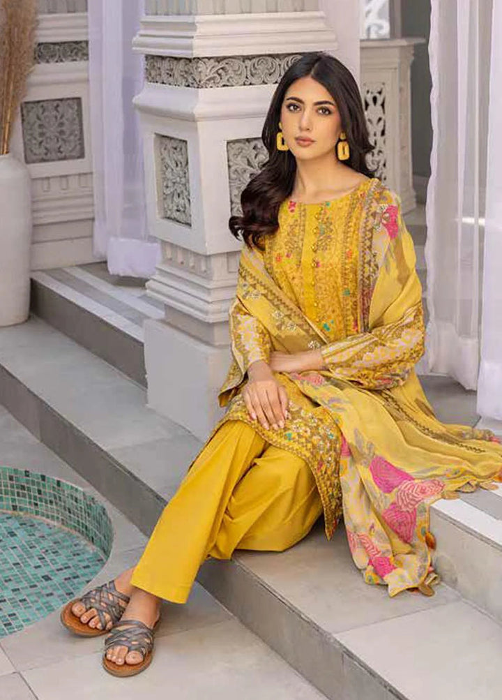 Yellow Embroidered Lawn Collection - Charizma 3 Piece