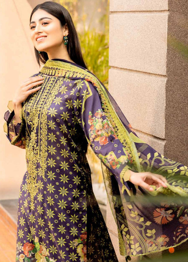 Purple Embroidered Lawn Collection - Charizma 3 Piece